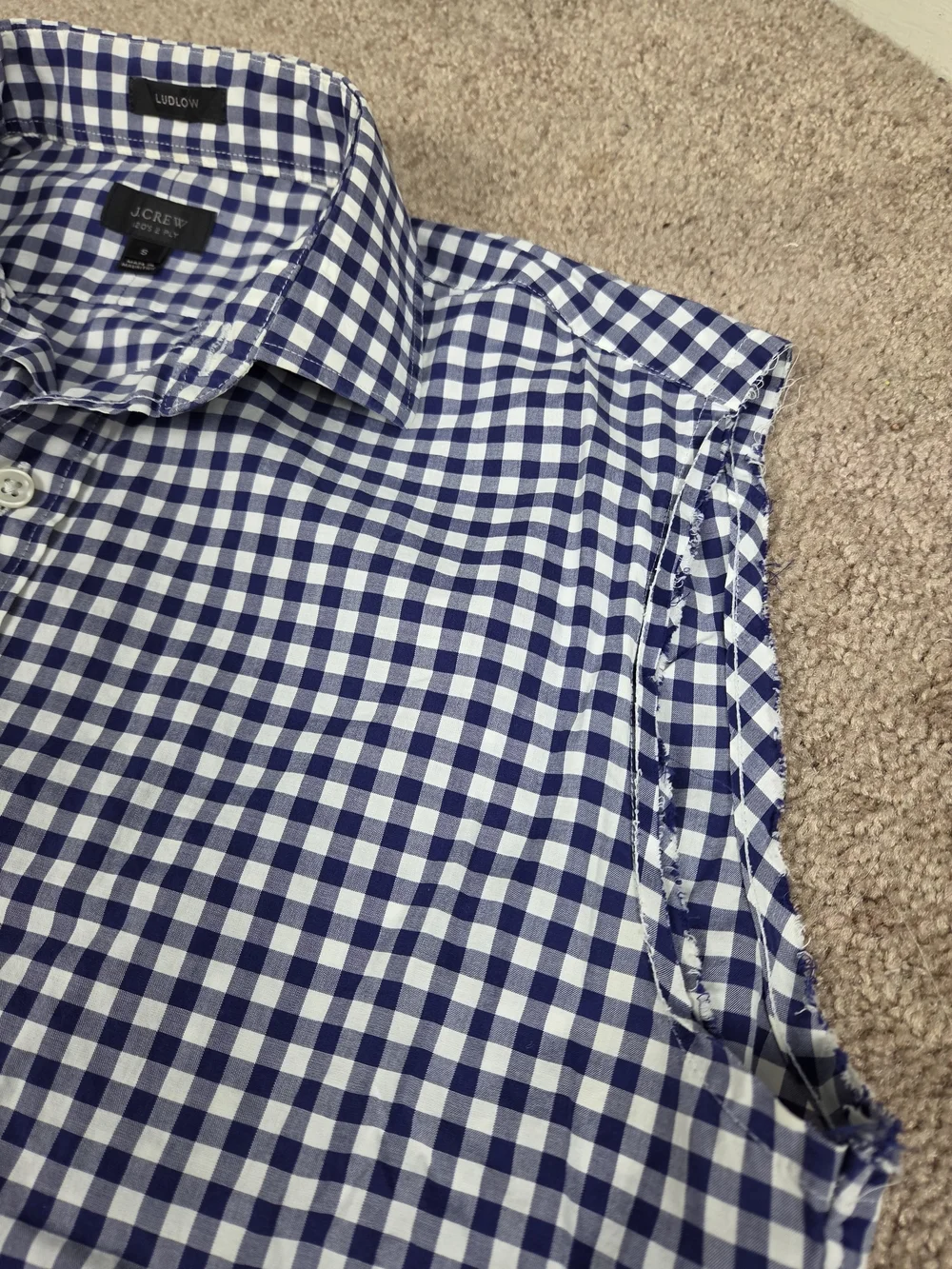 Navy & White Gingham Sleeveless Button-Front Top